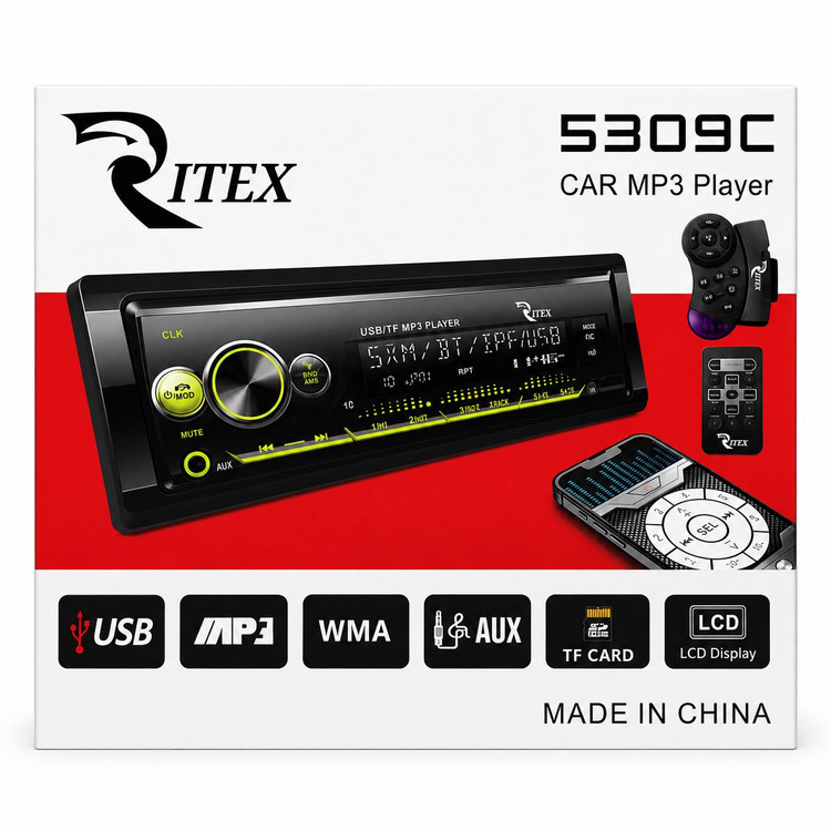 پخش خودرو بلوتوثی برند ریتکس آیسی بزرگ مدل 5309c باکنترل فرمان