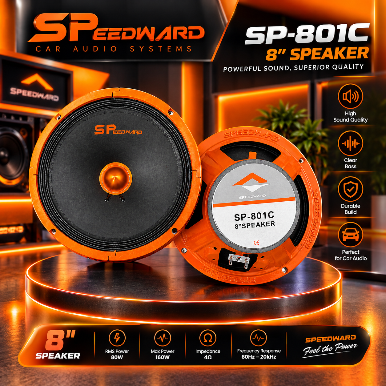 میدرنج خودرو برند اسپیدوارد مدل SP801 C سایز ۸ اینچ بسته ۲ عددی